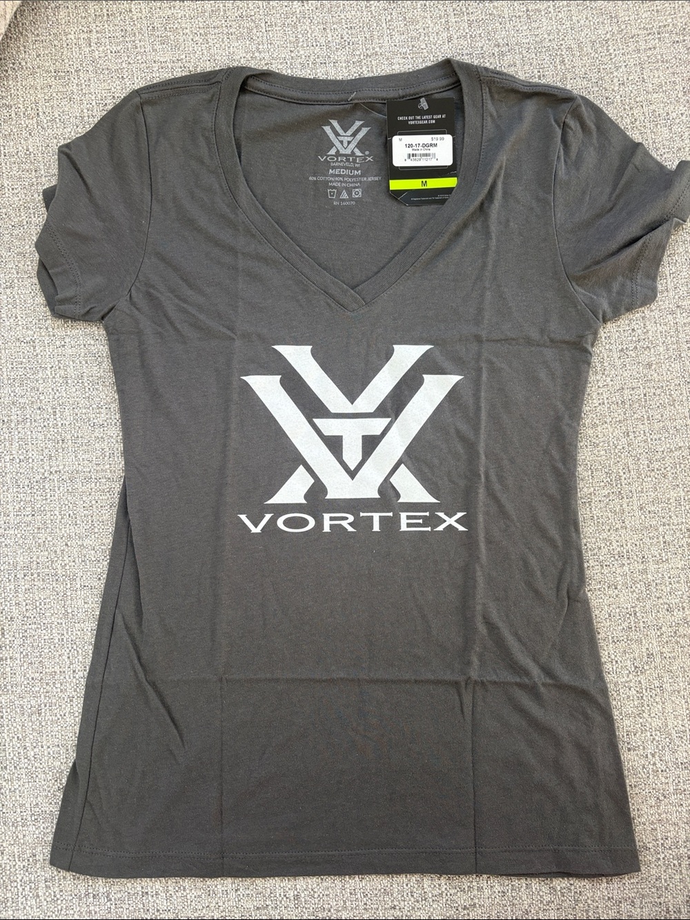Women's Gray V-Neck Logo Tee